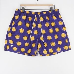 OAS Sunday Sun Swim Shorts Mens XL Purple Sun Print Mesh Lining Quick Dry